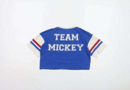 Disney Girls Blue Mickey Mouse Cropped T-Shirt 11-12 Years