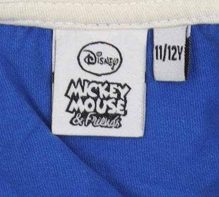 Disney Girls Blue Mickey Mouse Cropped T-Shirt 11-12 Years