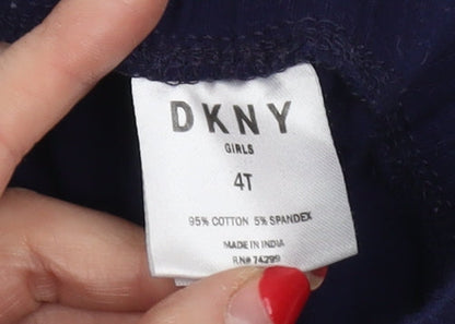 DKNY Girls Blue Ankle Leggings 4 Years Cotton Elastane