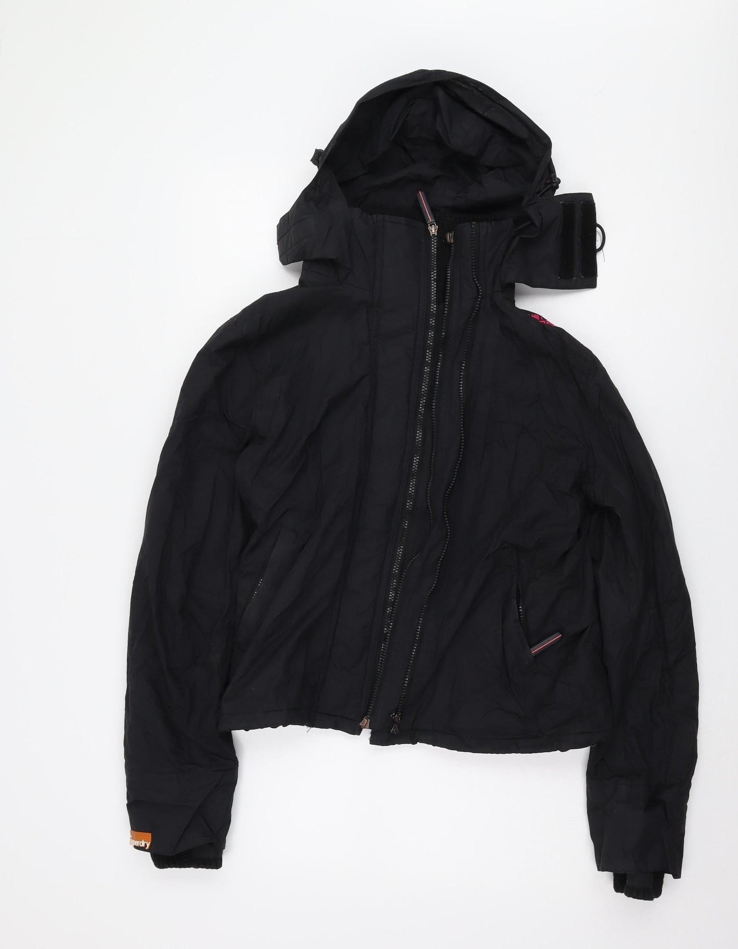 Womens UK Size M Superdry Black Windbreaker Coat