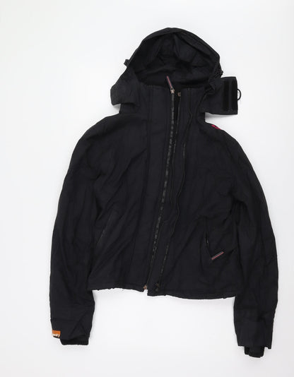 Womens UK Size M Superdry Black Windbreaker Coat