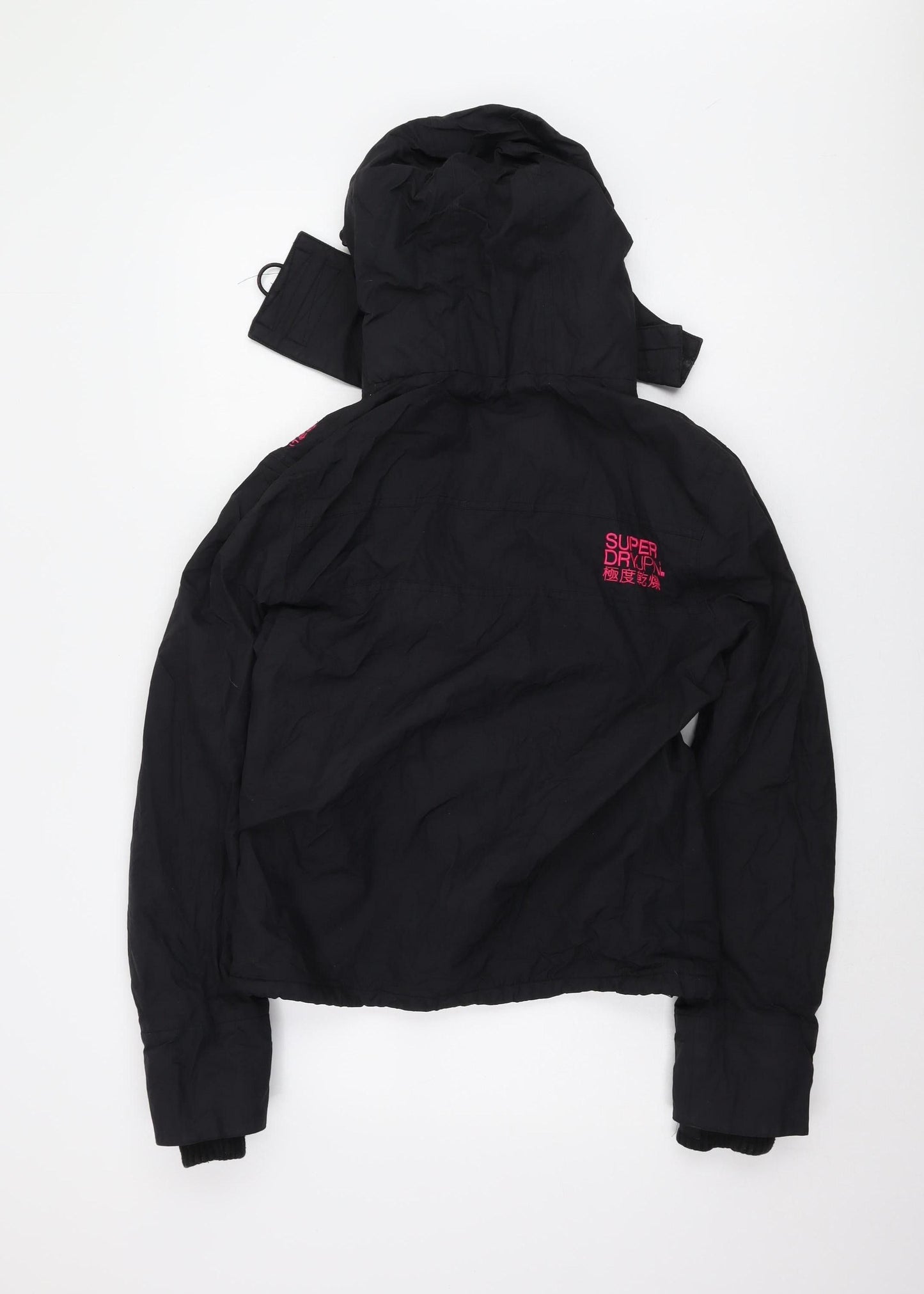 Womens UK Size M Superdry Black Windbreaker Coat