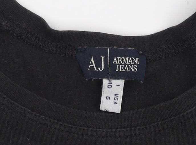 Armani Jeans Women's Black T-Shirt, Size 10, Short Sleeve