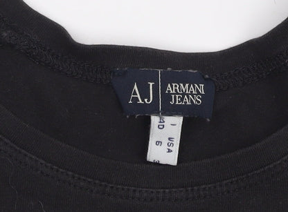 Armani Jeans Women's Black T-Shirt, Size 10, Short Sleeve