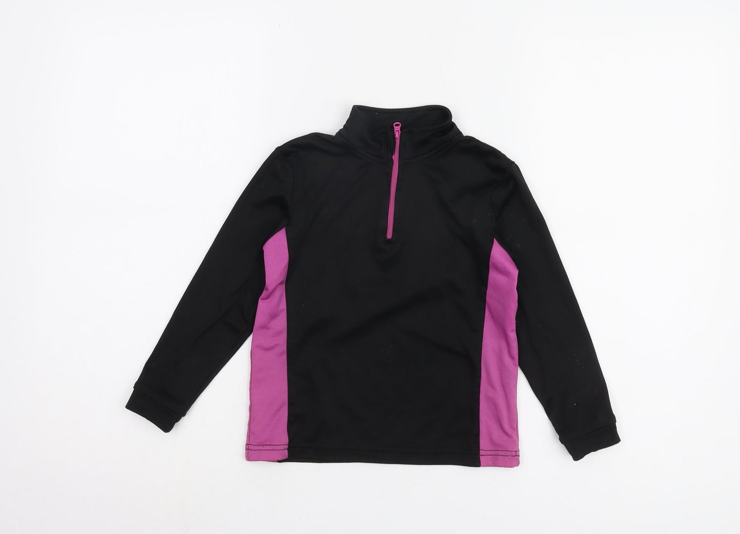 Crane Girls Black Pullover Activewear Long Sleeve Top, Size 5-6