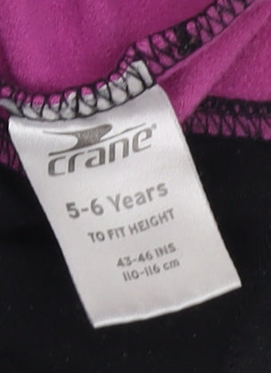 Crane Girls Black Pullover Activewear Long Sleeve Top, Size 5-6