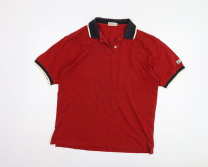 Pringle Faldo Men's Red Striped Polo XL Cotton Short Sleeve