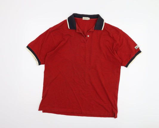 Pringle Faldo Men's Red Striped Polo XL Cotton Short Sleeve