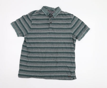 Debenhams Men's Green Striped Polo Shirt Large