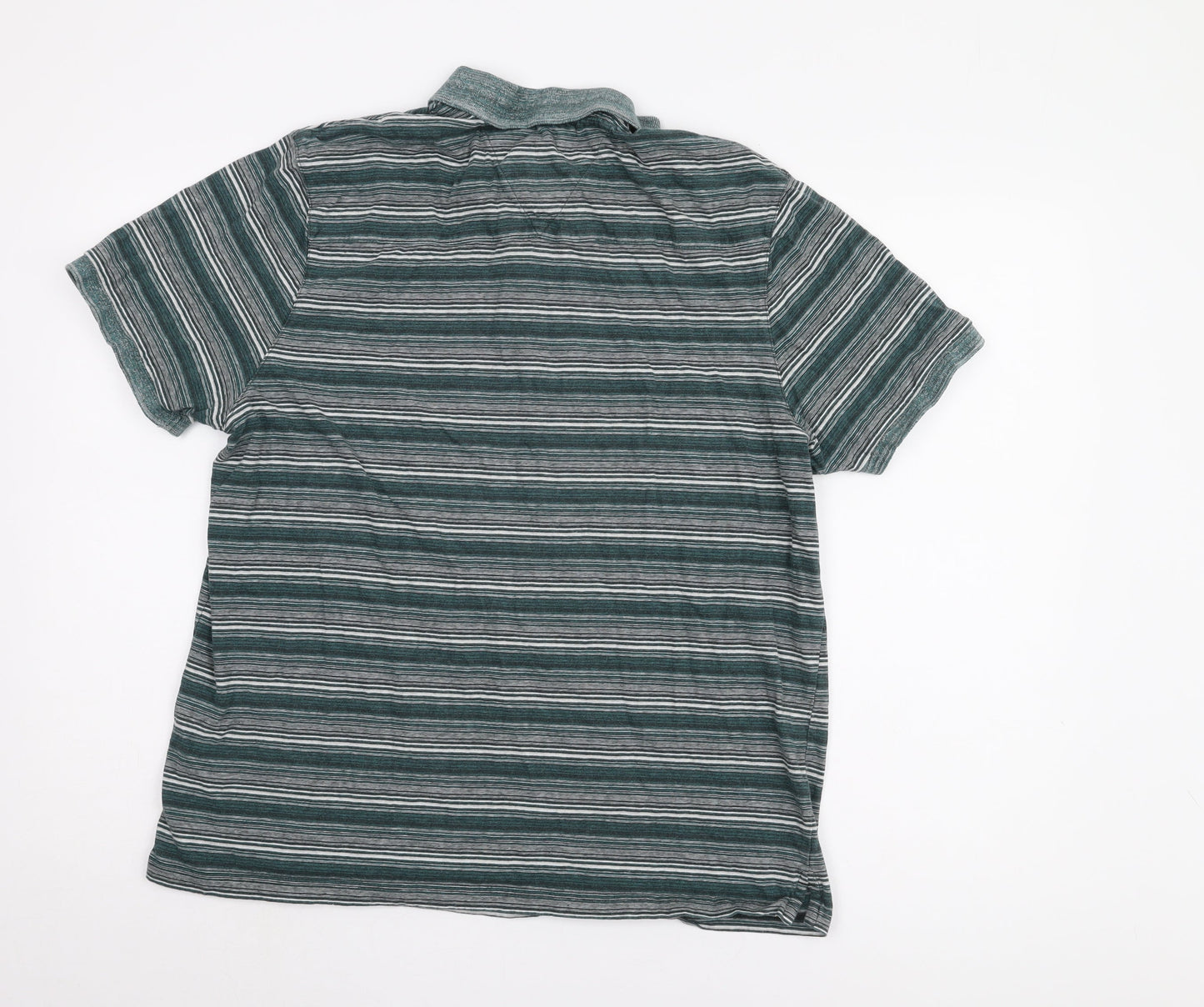 Debenhams Men's Green Striped Polo Shirt Large