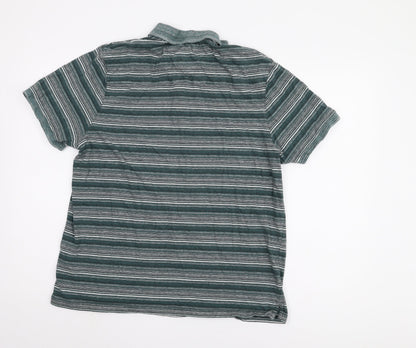 Debenhams Men's Green Striped Polo Shirt Large
