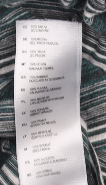 Debenhams Men's Green Striped Polo Shirt Large