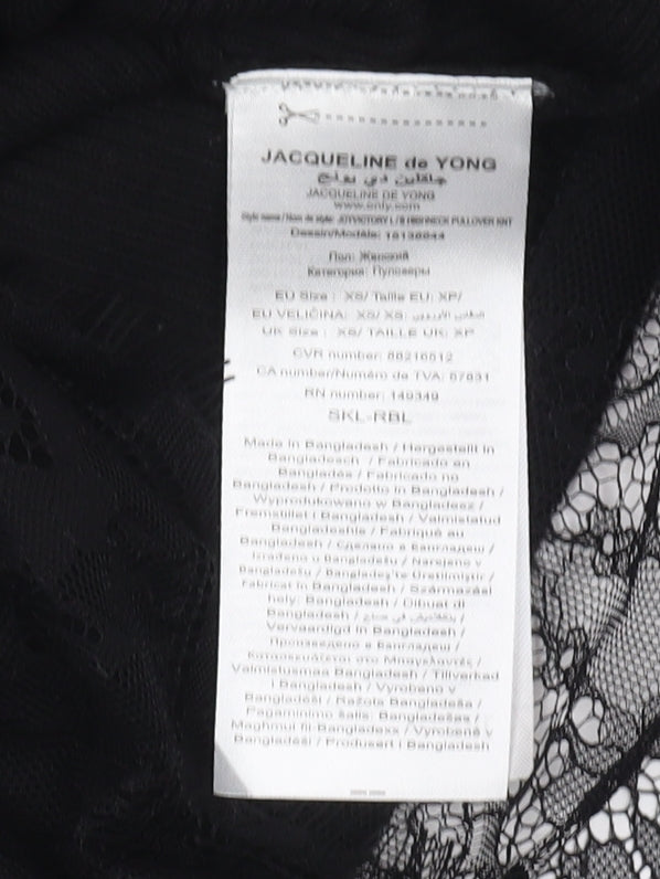 Womens UK Size XS Jacqueline de Yong Black Pullover Jumper