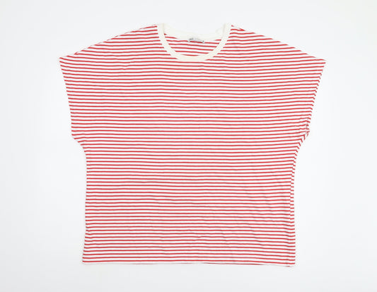 Womens UK Size XL Zara Red Basic T-Shirt