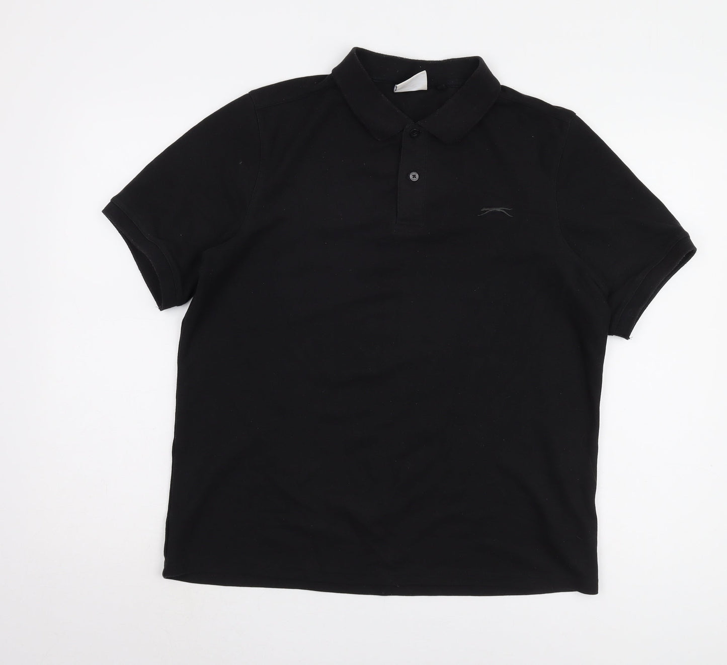 Slazenger Men's Black Polo Shirt L - Casual Solid Short Sleeve