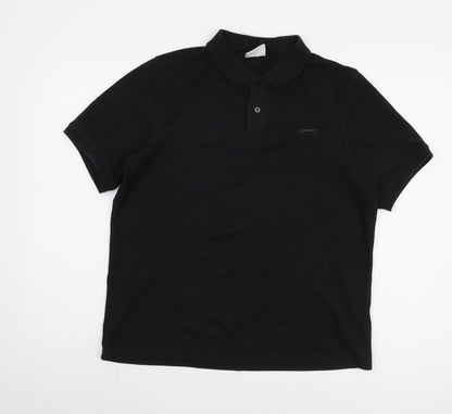Slazenger Men's Black Polo Shirt L - Casual Solid Short Sleeve