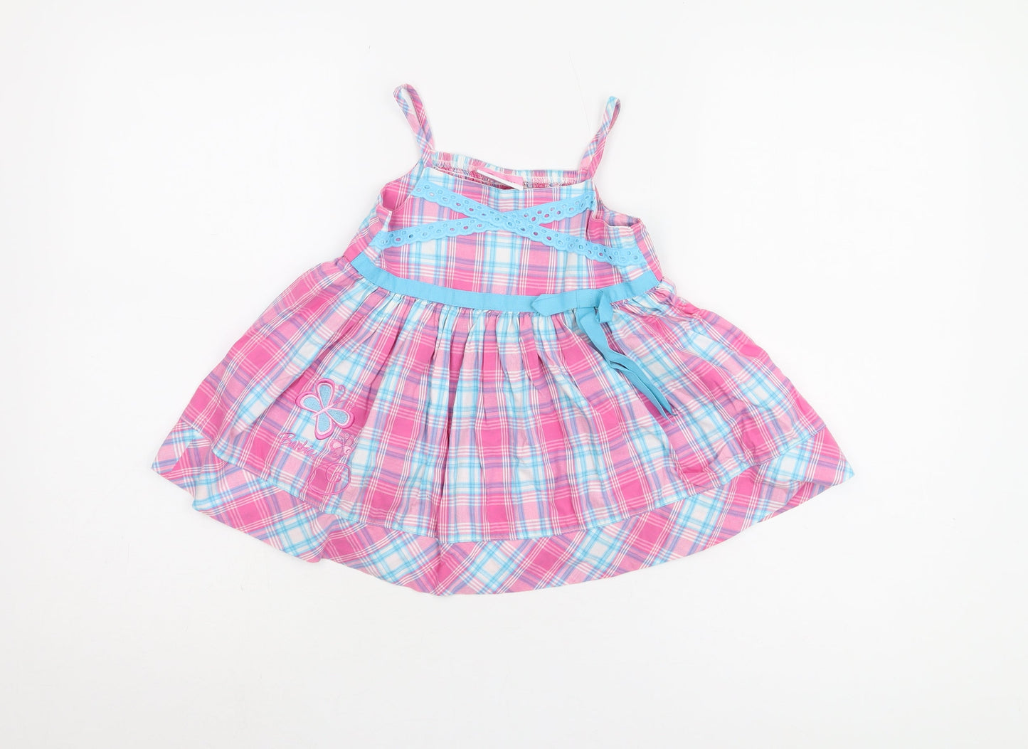 Barbie Girls Pink Blue Plaid A-Line Dress Size 5