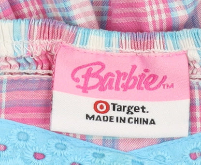 Barbie Girls Pink Blue Plaid A-Line Dress Size 5
