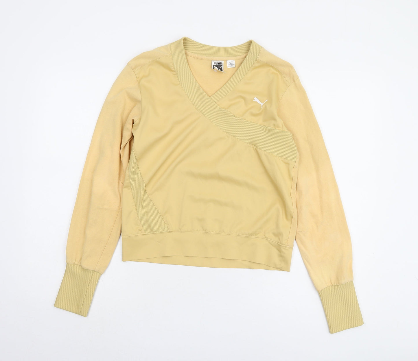 Puma Women's Beige Wrap Sweatshirt XS, Casual V-Neck