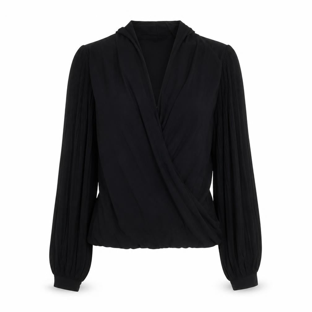 Womens UK Size 8 Jasper Conran Black Wrap Blouse