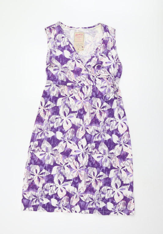 Mantaray Women's Purple Floral Sleeveless Dress Size 10