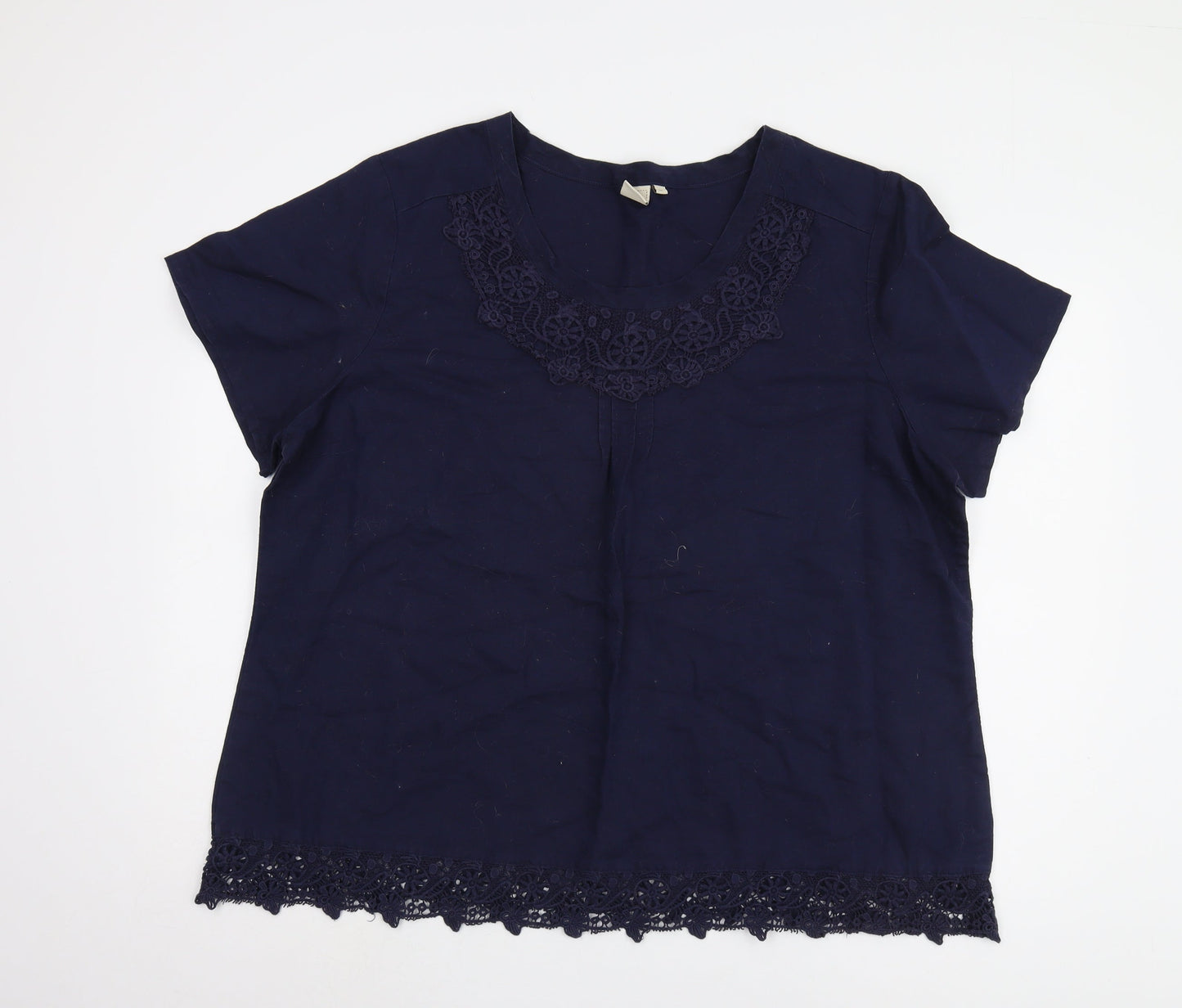 Cotton Traders Women's Blue Crochet Detail Top Size 24