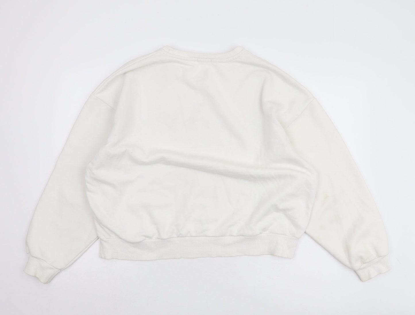 Stradivarius Women's White Logo Pullover Sweatshirt Size 12