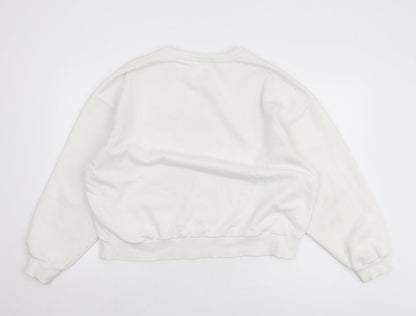 Stradivarius Women's White Logo Pullover Sweatshirt Size 12