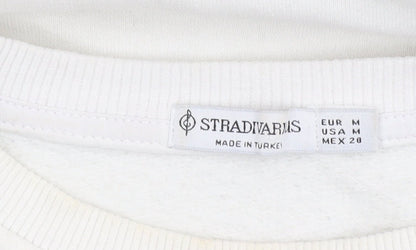 Stradivarius Women's White Logo Pullover Sweatshirt Size 12
