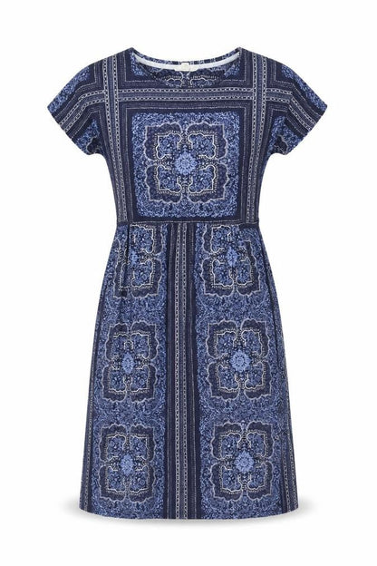 White Stuff Women's Blue Dress UK 10 Geometric Pattern