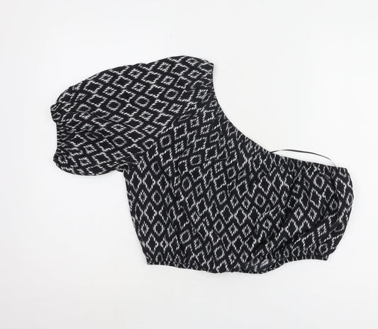 Banana Republic Women's Black Geometric Cropped Top - Size S