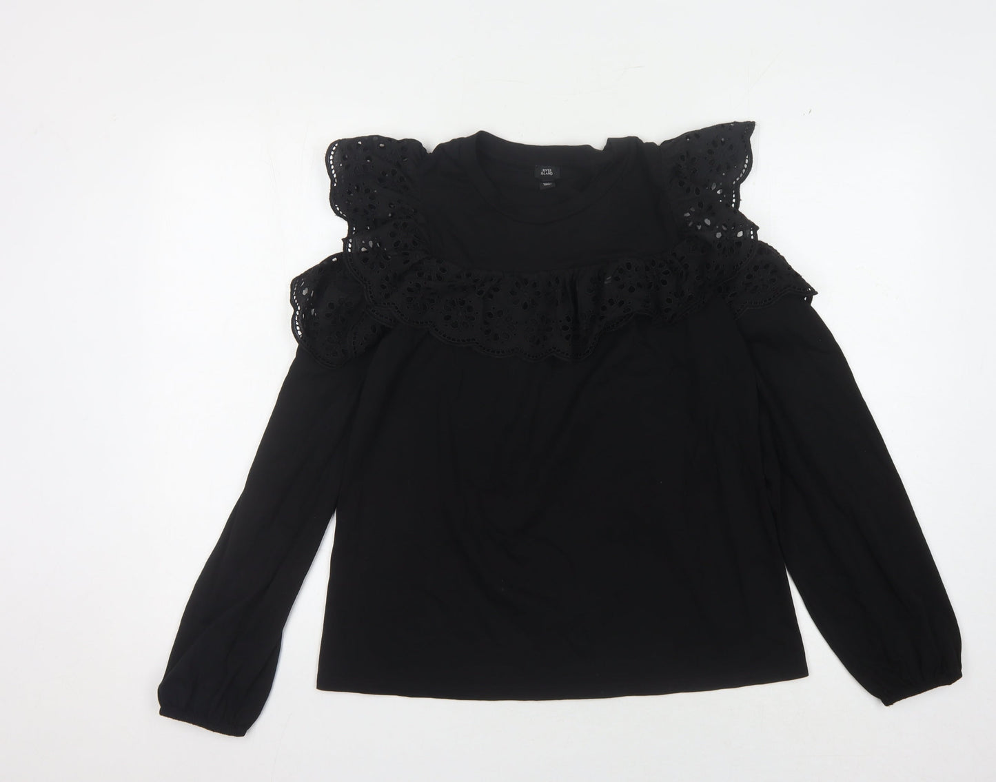 Womens UK Size 10 River Island Black Basic Blouse