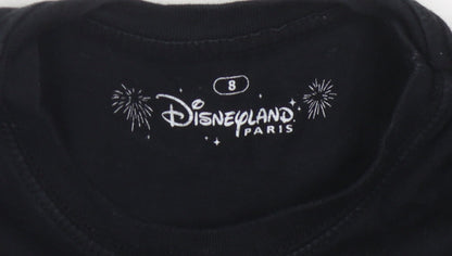 Disneyland Paris Girls Black Mickey T-Shirt, Size 8Y, Graphic Design