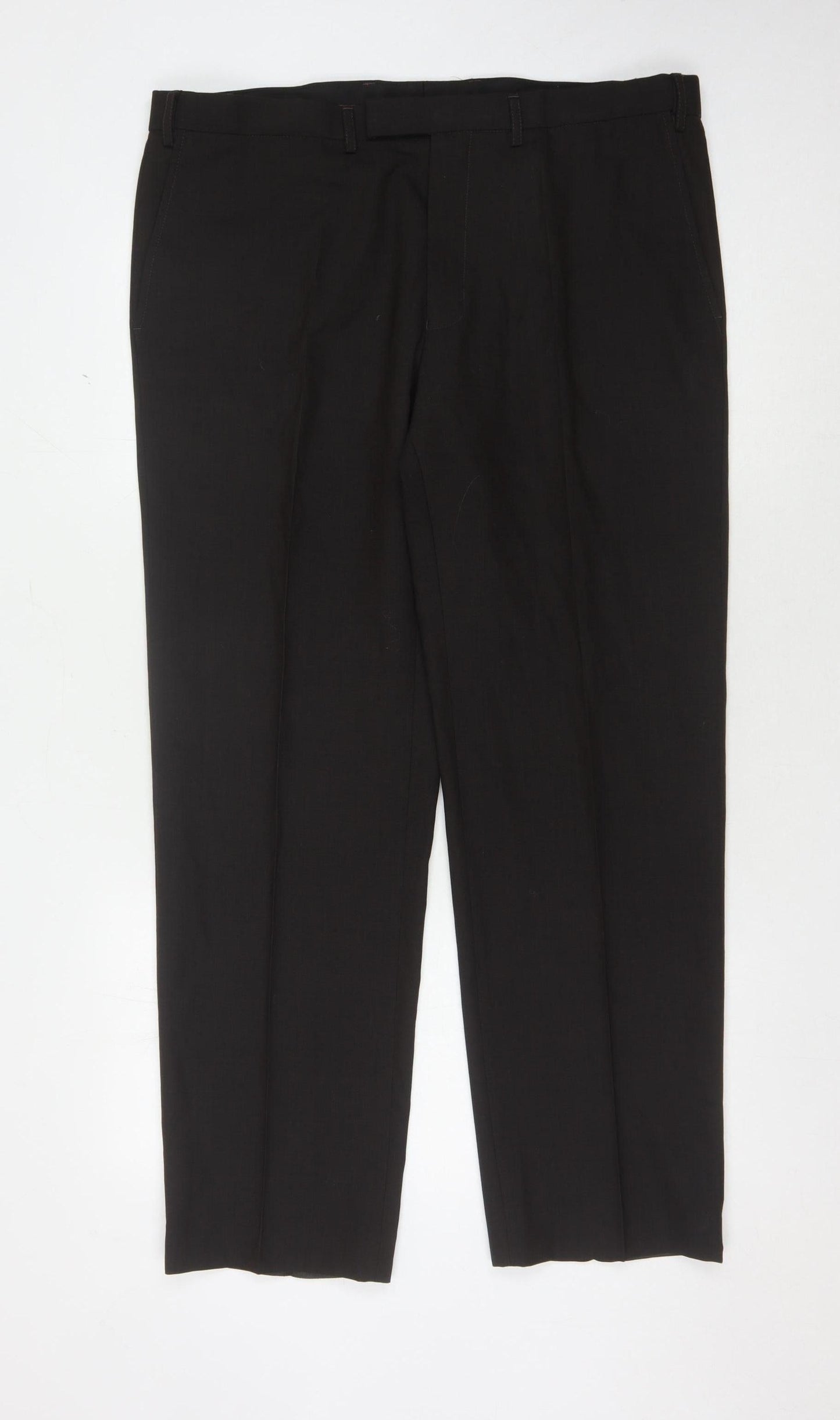 Marks and Spencer Men's Brown Dress Pants, Regular Fit, 38 in Waist