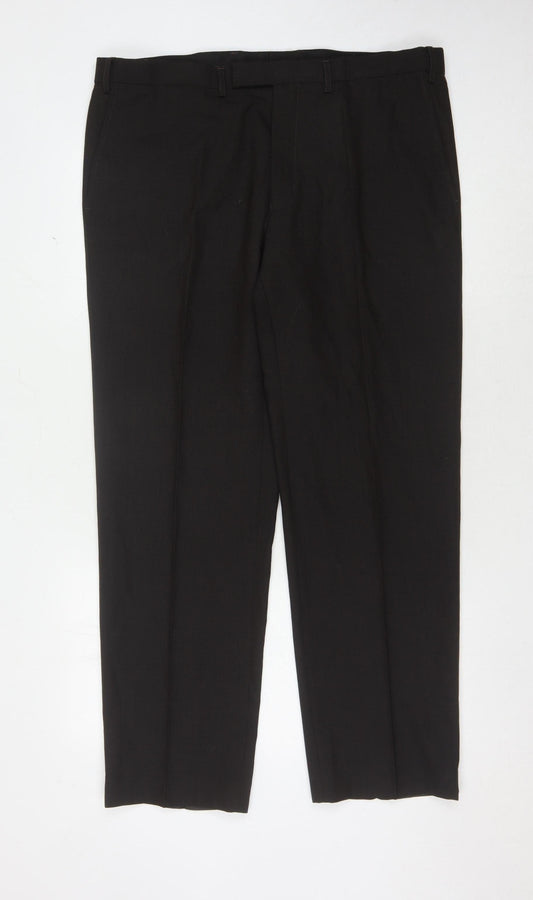 Marks and Spencer Men's Brown Dress Pants, Regular Fit, 38 in Waist