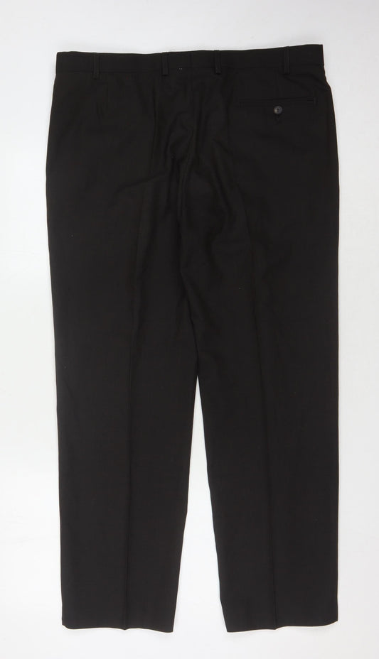 Marks and Spencer Men's Brown Dress Pants, Regular Fit, 38 in Waist