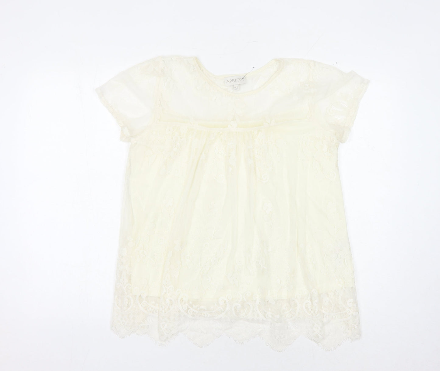 Womens UK Size 10 Apricot Ivory Basic Blouse