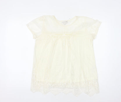 Womens UK Size 10 Apricot Ivory Basic Blouse