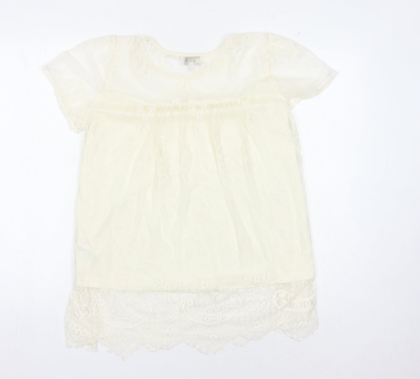 Womens UK Size 10 Apricot Ivory Basic Blouse