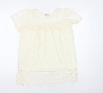 Womens UK Size 10 Apricot Ivory Basic Blouse