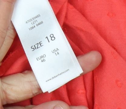 Womens UK Size 18 Debenhams Red Basic T-Shirt