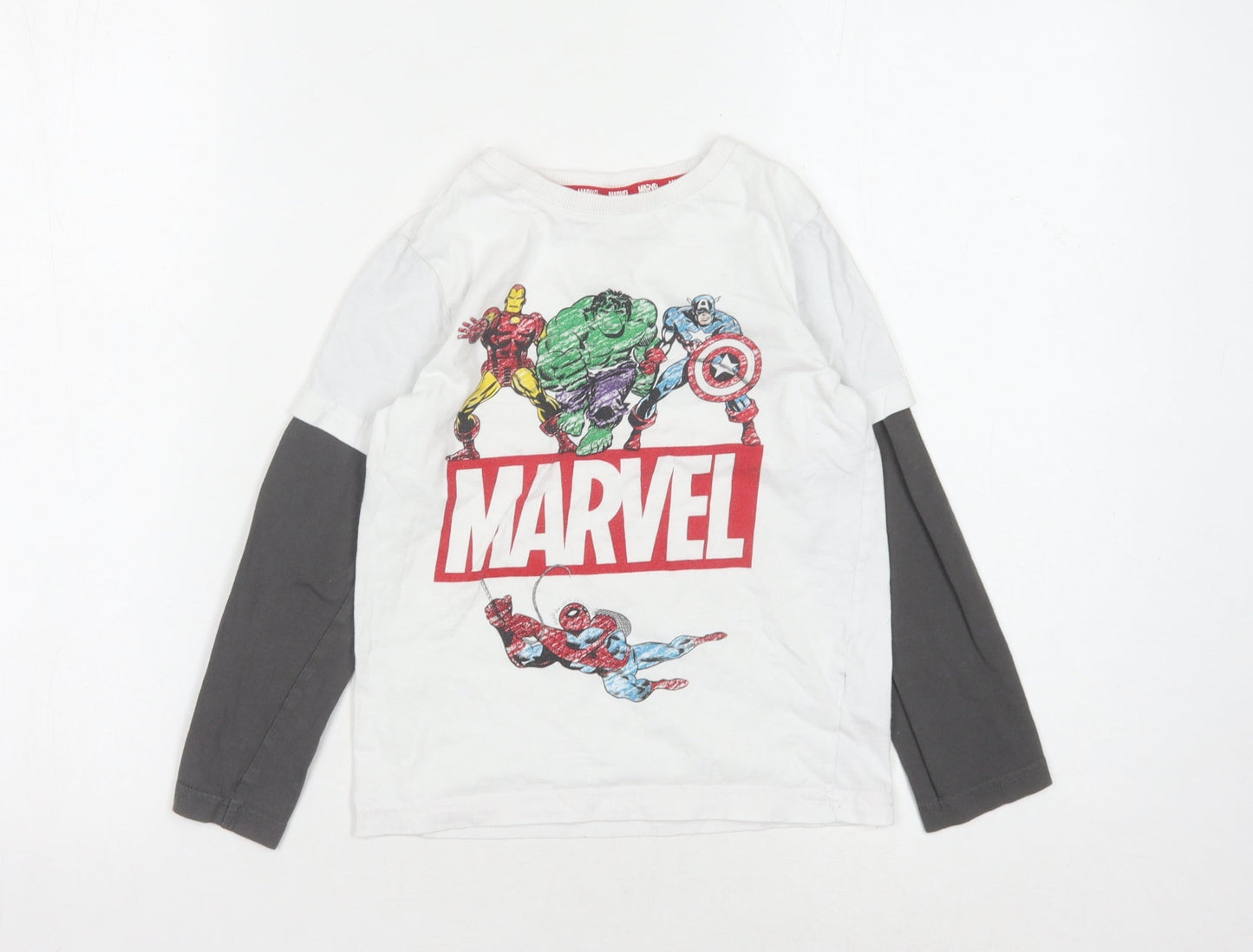 Marvel Boys White Superhero Long Sleeve T-Shirt 5-6 Years