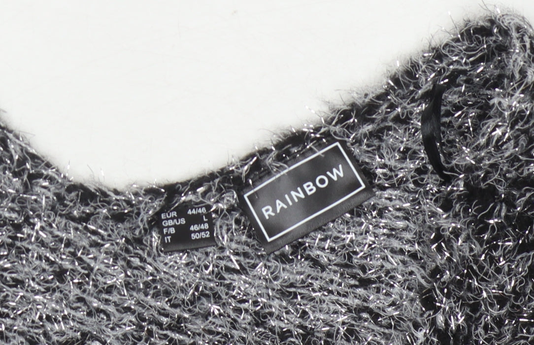 Womens UK Size L Rainbow Grey Pullover Jumper