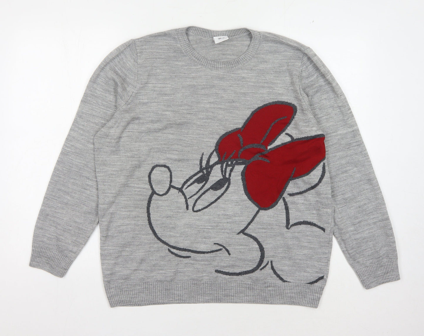Disney Women's Grey Minnie Mouse Pullover Jumper Size 18