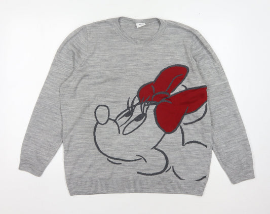 Disney Women's Grey Minnie Mouse Pullover Jumper Size 18