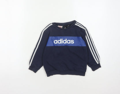 Adidas Boys Blue Pullover Sweatshirt 4 Years Logo Casual