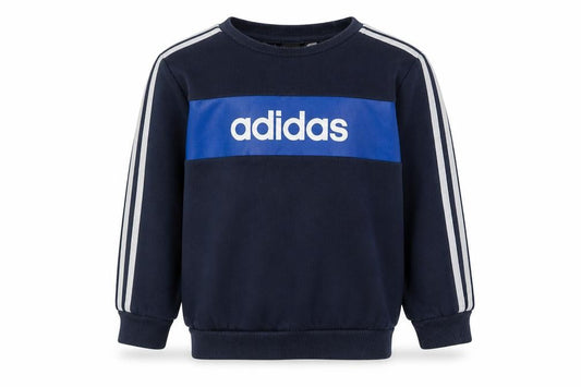 Front view of Adidas boys’ blue pullover sweatshirt 4 years logo casual