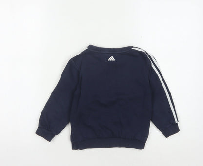 Adidas Boys Blue Pullover Sweatshirt 4 Years Logo Casual