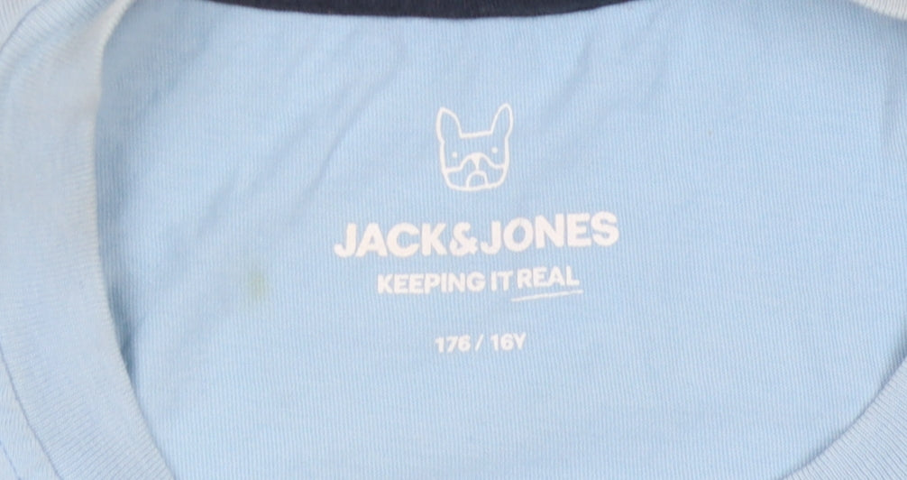 Jack & Jones Boys Blue Graphic T-Shirt 16 Plus Size