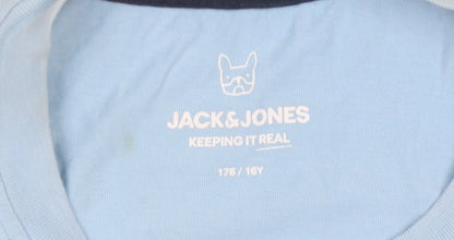 Jack & Jones Boys Blue Graphic T-Shirt 16 Plus Size